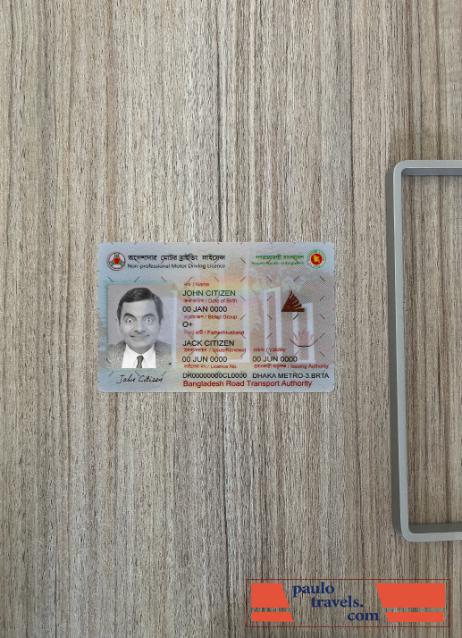 Bangladesh Non professional Motor driving license photolook front PSD template